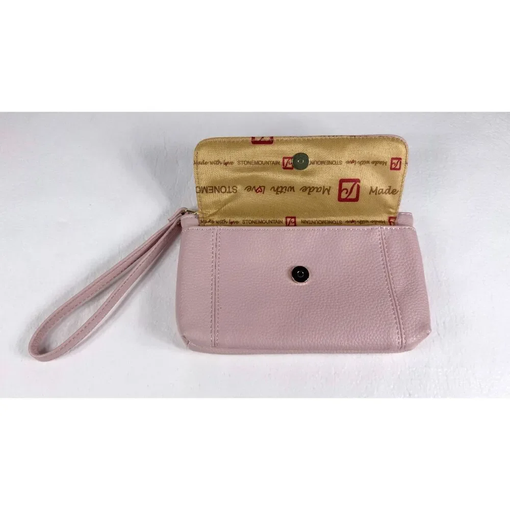 Stone Mountain Bonded Leather Clutch Wristlet Baby Pink Shade Leather